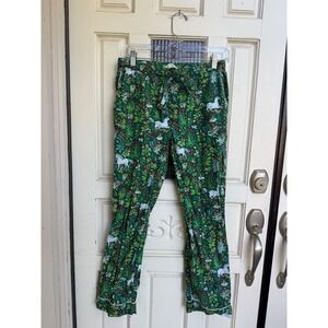 Printfresh Unicorn's Garden Pajama Pants Green Botanical Sleep Bottoms Size XS